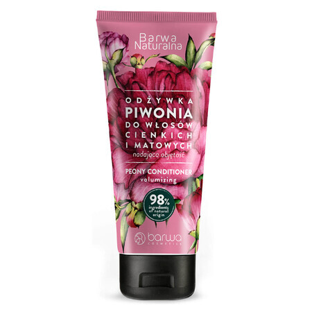 Barwa Natural, après-shampooing à la pivoine pour cheveux fins et ternes, volumateur, 200 ml