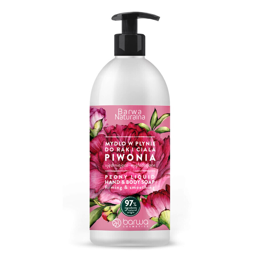 Barwa Natural, savon liquide pour les mains et le corps à la pivoine, 500 ml