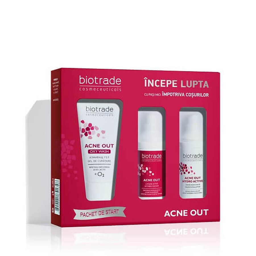 Confezione Gel Detergente 50 ml + Lozione 20 ml + Crema 20 ml, Acne Out, Biotrade