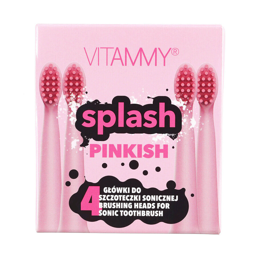 Vitammy Splash, puntas de cepillo de dientes sónicas para niños, rosáceo, a partir de 8 años, 4 piezas