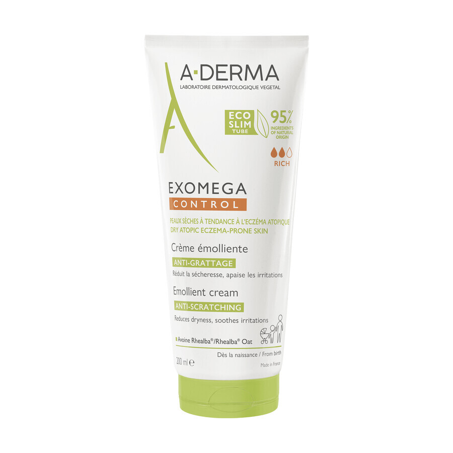 A-Derma Exomega Control, emollient cream, dry and atopic prone skin, from day 1, 200 ml