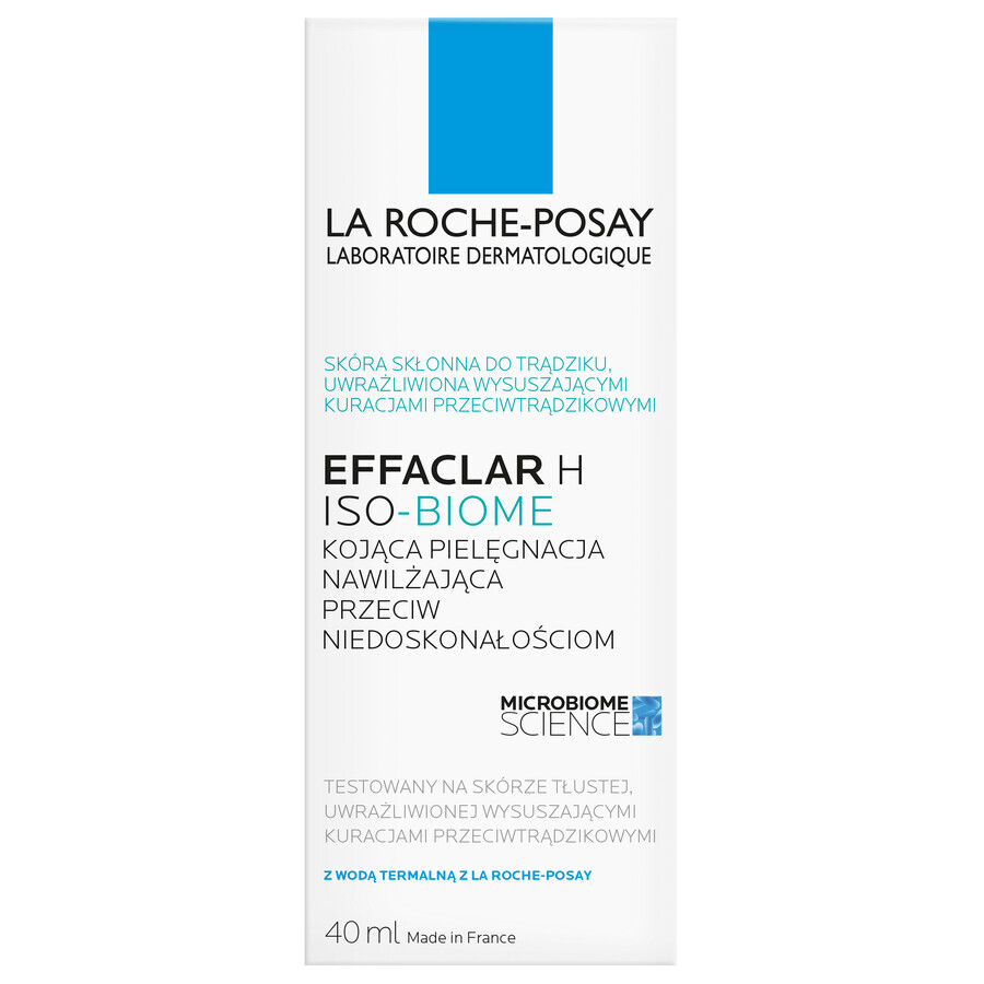 La Roche-Posay Effaclar H Iso - Biome, crème hydratante apaisante contre les imperfections, 40 ml