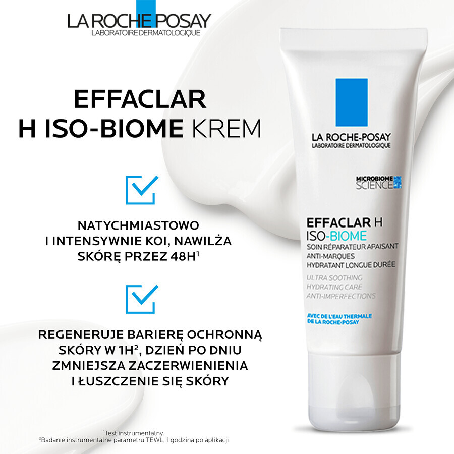 La Roche-Posay Effaclar H Iso - Biome, crème hydratante apaisante contre les imperfections, 40 ml