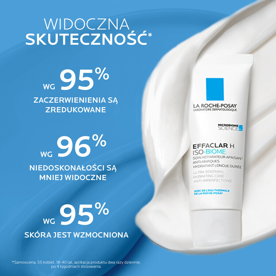 La Roche-Posay Effaclar H Iso - Biome, crème hydratante apaisante contre les imperfections, 40 ml