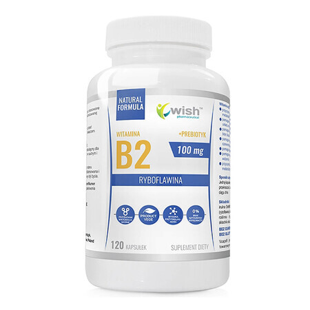 Wish Vitamine B2 100 mg + Prébiotique, 120 gélules