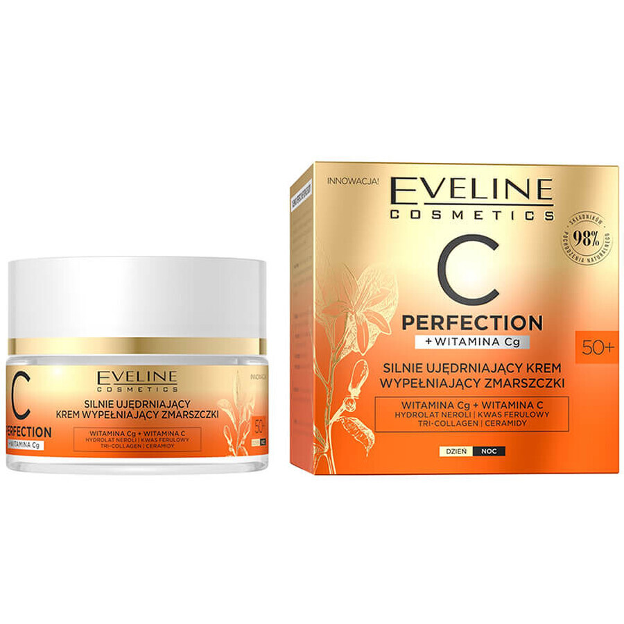 Eveline Cosmetics C-Perfection 50+, een zeer verstevigende rimpelvullende crème voor het gezicht, dag en nacht, 50 ml