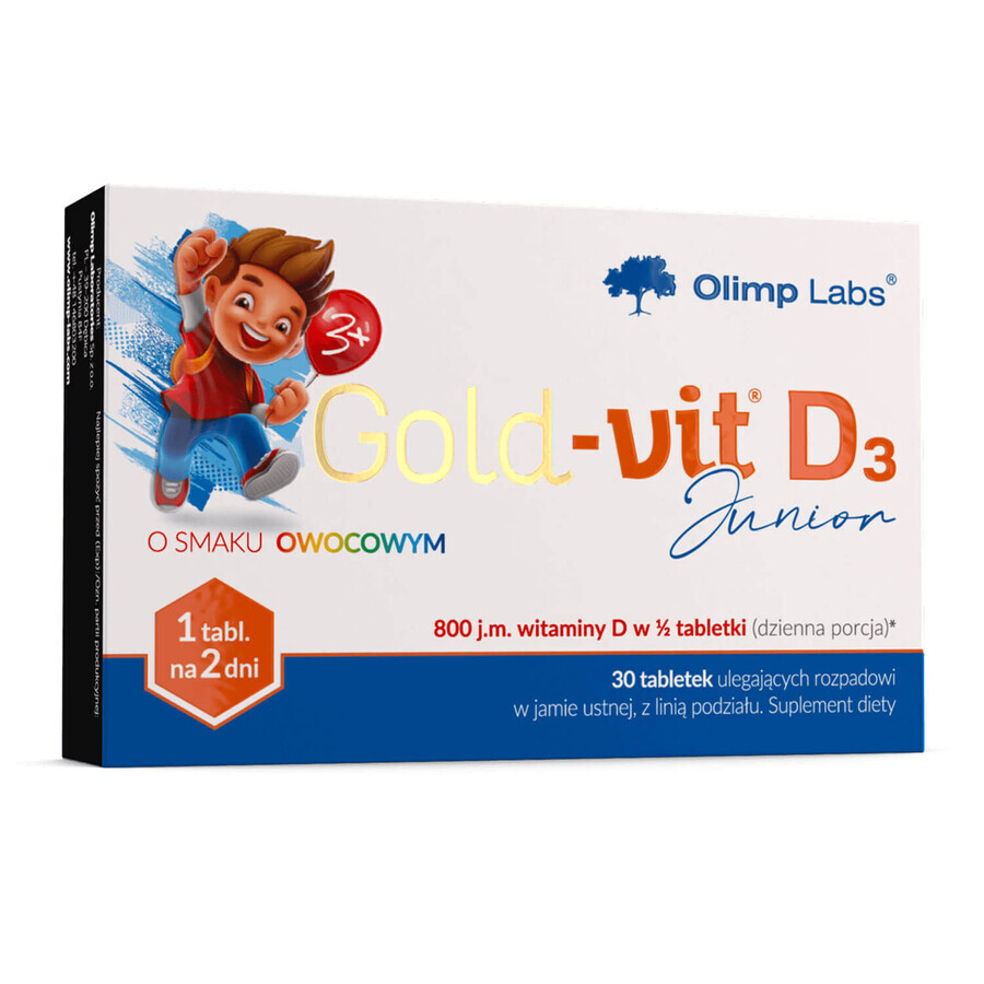 Olimp Gold-Vit D3 Junior, vitamin D 800 IU, fruit flavor, 30 tablets