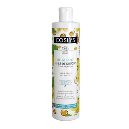 Coslys, huile de douche à l'huile de pépins de raisin, non parfumée, 380 ml