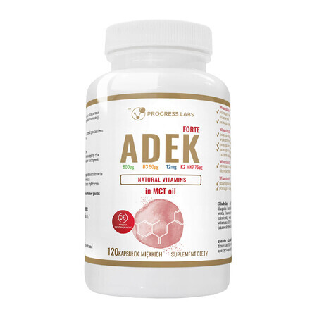 Progress Labs ADEK Forte dans l'huile MCT, 120 capsules molles