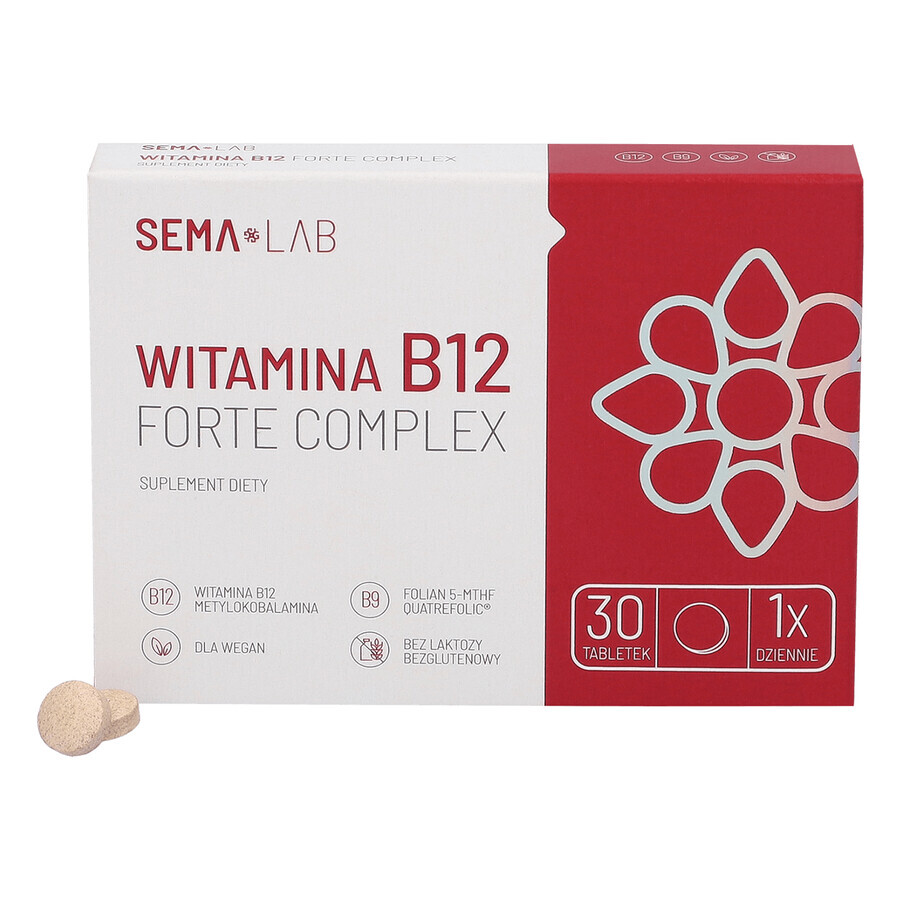 SEMA Lab Vitamine B12 Forte Complex, 30 comprimés pelliculés