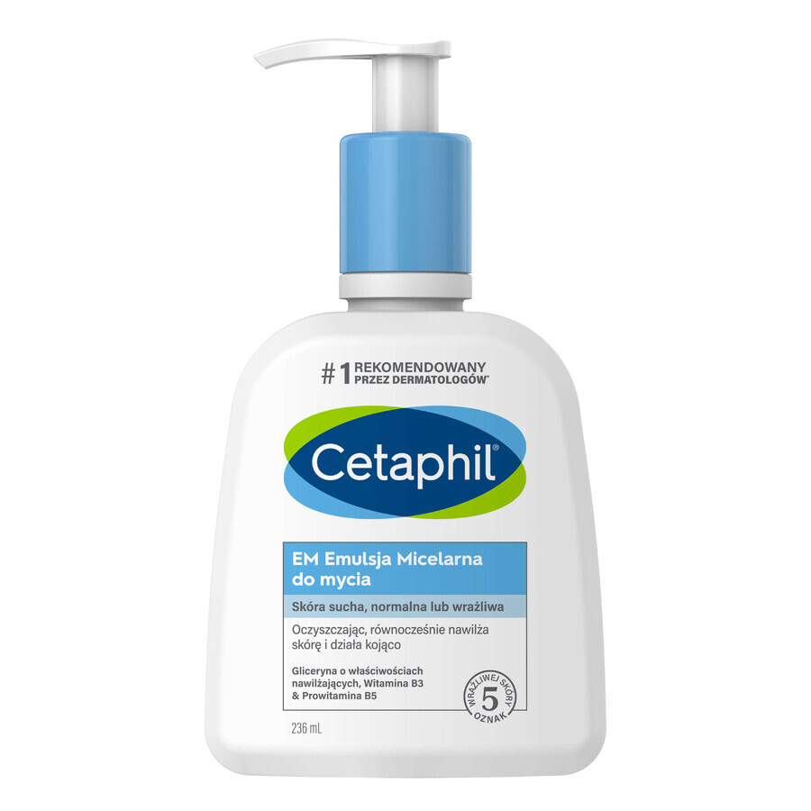 Cetaphil EM, Emulsion micellaire pour peaux sensibles, pour toute la famille, 236 ml