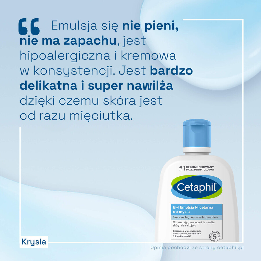 Cetaphil EM, Emulsion micellaire pour peaux sensibles, pour toute la famille, 250 ml