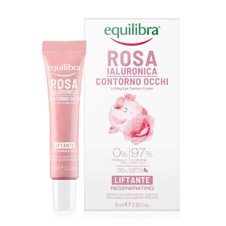 Equilibra Rosa, crema occhi liftante alla rosa, acido ialuronico, 15 ml