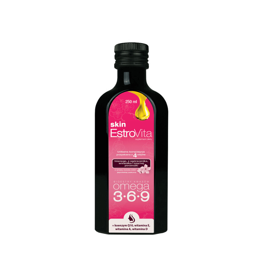 EstroVita Skin, esters d'acides oméga 3-6-9, arôme sakura de fleurs de cerisier japonais, 250 ml