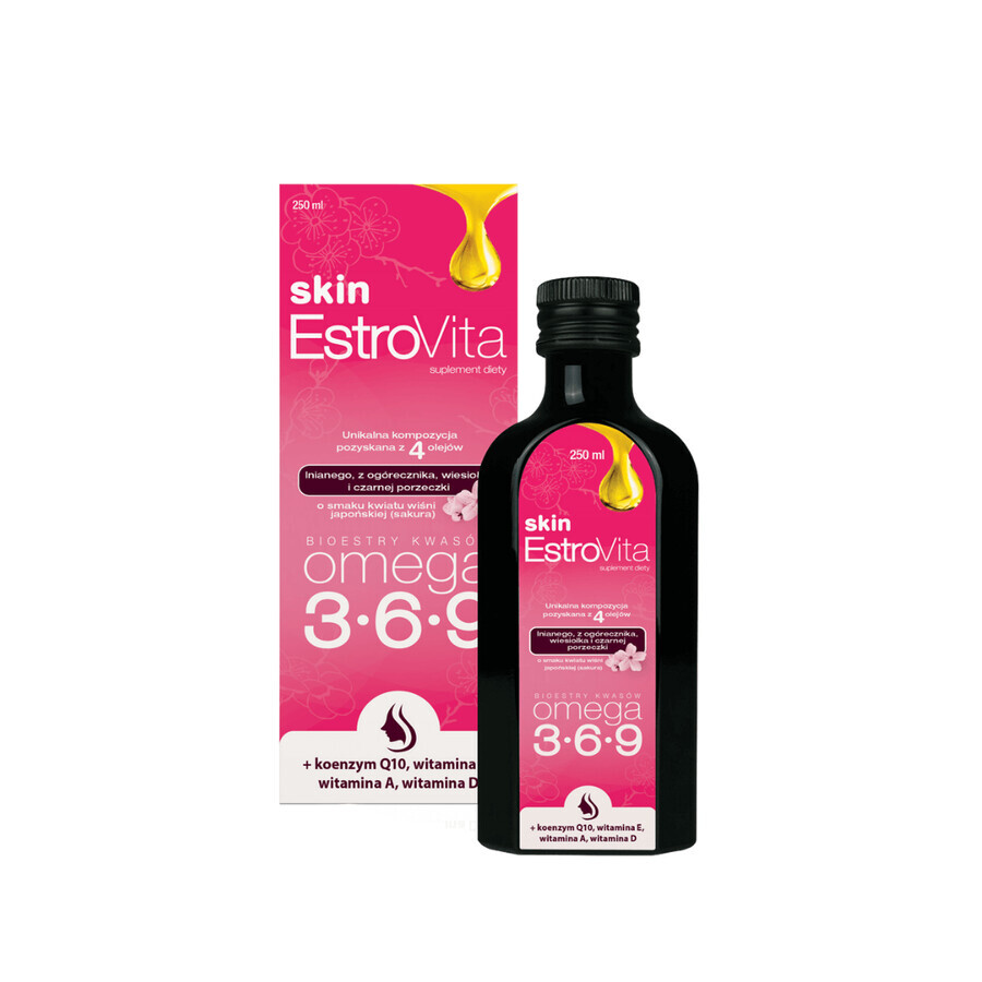 EstroVita Skin, esters d'acides oméga 3-6-9, arôme sakura de fleurs de cerisier japonais, 250 ml