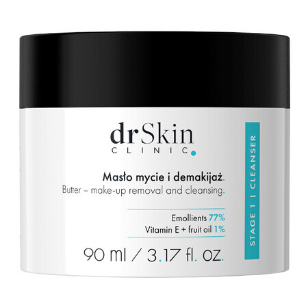 DrSkin Clinic, Unt de față, Spălare și demachiere, emolienți 77%, vitamina E, ulei de fructe 1%, 90 ml