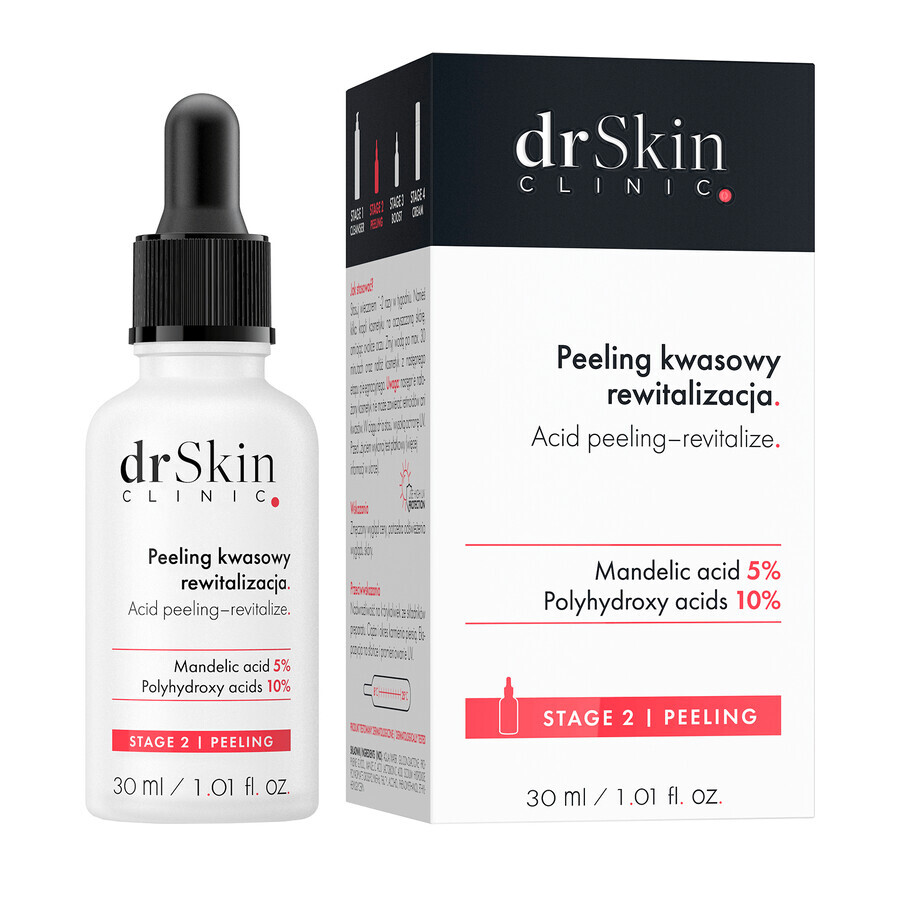 Clinica DrSkin, Peeling acid, Revitalizare, acid mandelic 5%, acizi polihidroxilici 10%, 30 ml