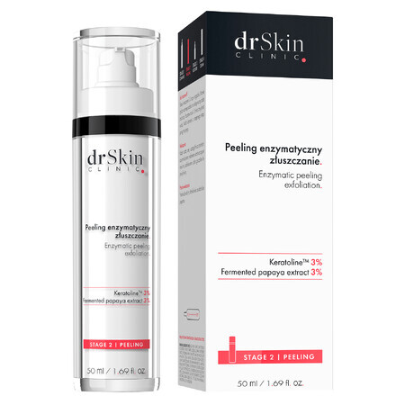 DrSkin Clinic, peeling enzimatico, Esfoliazione, cheratolina 3%, estratto di papaia fermentata 3%, 50 ml