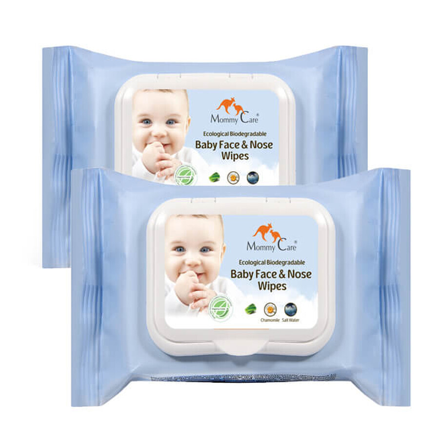 Pack de lingettes biodégradables pour le visage et le nez, 24 pièces + 24 pièces, Mommy Care
