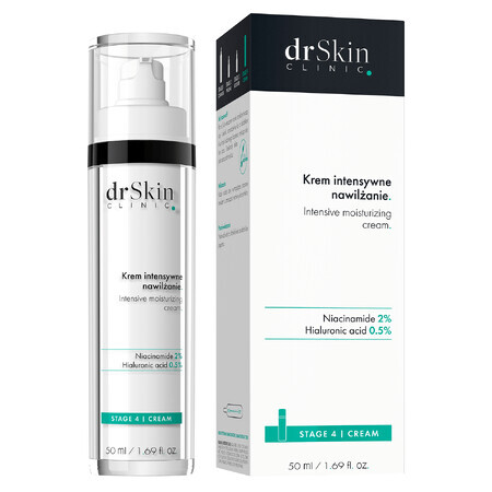 DrSkin Clinic, face cream, intensive hydration, niacinamide 2%, hyaluronic acid 0.5%, 50 ml