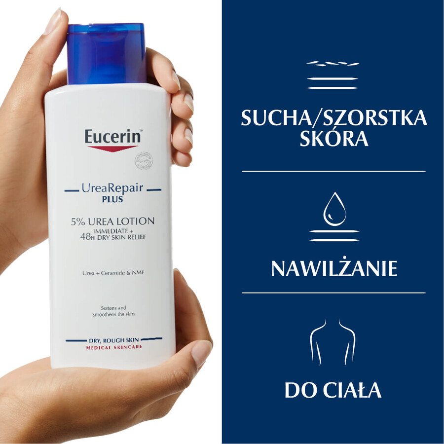 Eucerin UreaRepair Plus, emulsión corporal con 5% de urea para piel seca y áspera, 250 ml