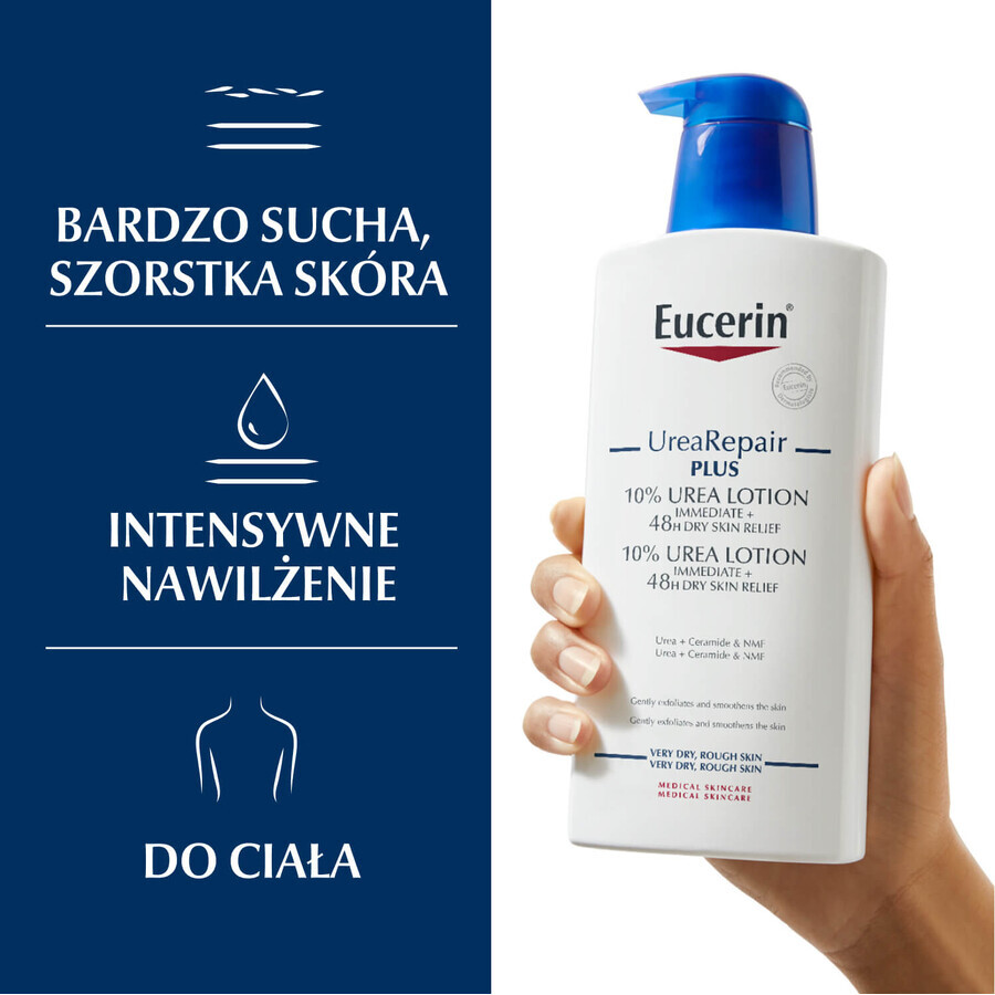 Eucerin UreaRepair Plus, emulsión corporal con urea al 10% para pieles muy secas y ásperas, 400 ml