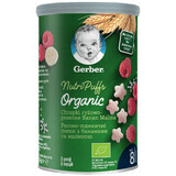 Gerber Organic, rice and wheat chips, banana, raspberry, from 8 months, 35 g