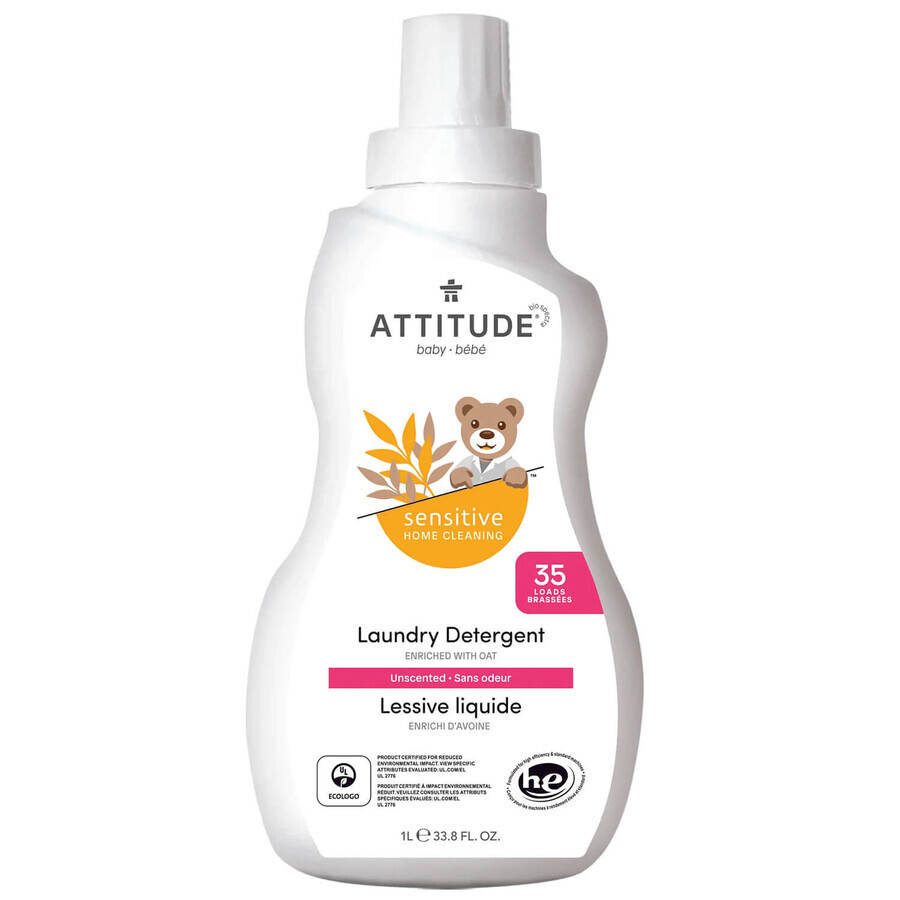 Attitude Sensitive Skin Baby, detergente delicado para tejidos infantiles, 1 l