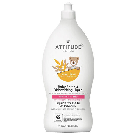 Attitude Sensitive Skin Baby, biberon et liquide vaisselle naturels pour bébés, 700 ml