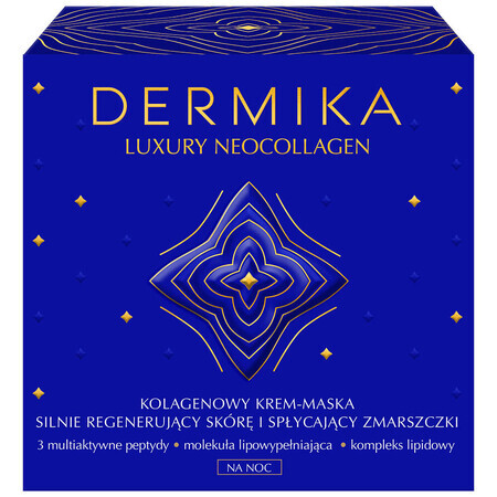 Dermika Luxury Neocollagen, cream-mask with collagen for strong skin regeneration and wrinkle reduction, night, 50 ml.