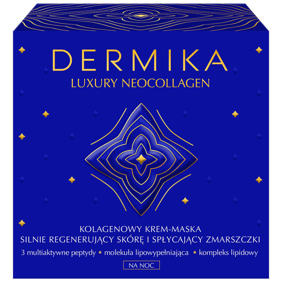 Dermika Luxury Neocollagen, cream-mask with collagen for strong skin regeneration and wrinkle reduction, night, 50 ml.