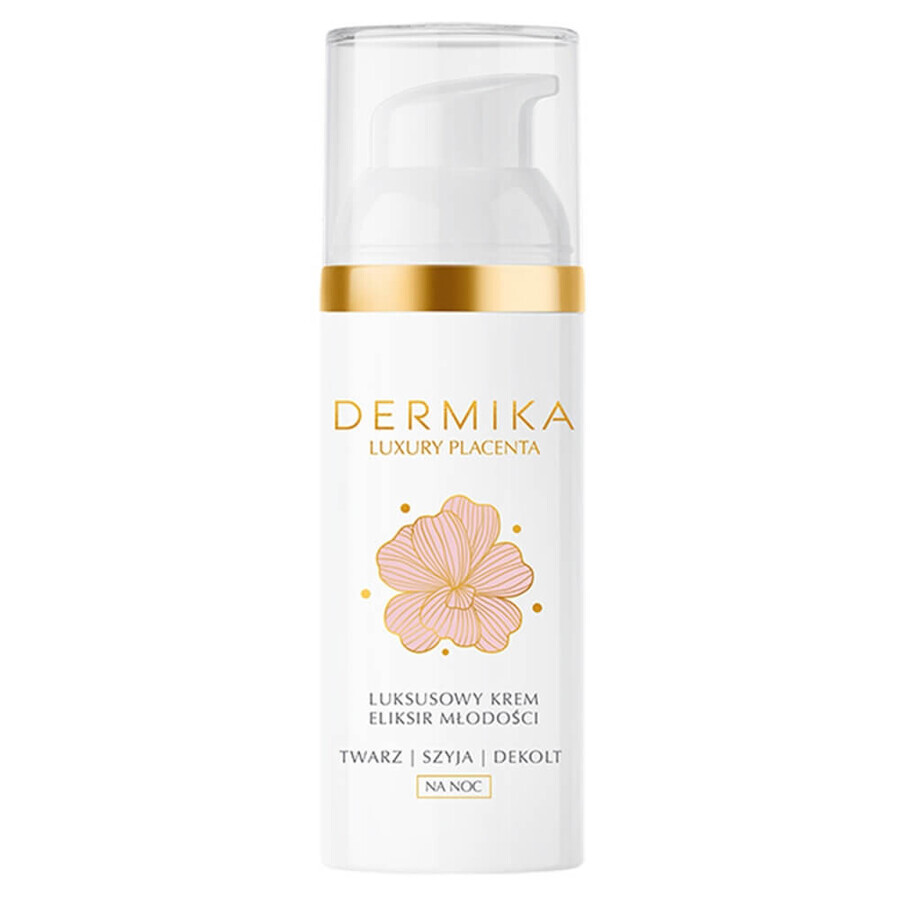 Dermika Luxury Placenta, luxury cream-elixir of youth for face, neck and décolleté, night, 50 ml