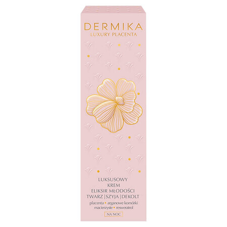 Dermika Luxury Placenta, luxury cream-elixir of youth for face, neck and décolleté, night, 50 ml