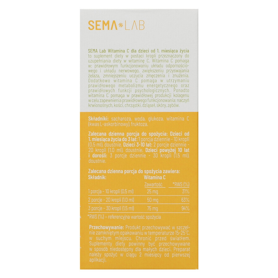 SEMA Lab Vitamin C for children from 1 month, drops, 25 ml