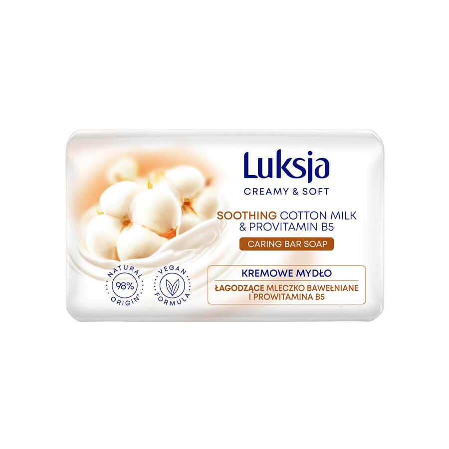 Luxja Creamy &amp; Soft, savon en barre crémeux, apaisant, lait de coton et provitamine B5, 90 g