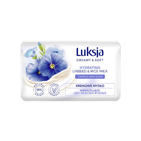 Luxja Creamy &amp; Soft, săpun cremos, hidratant, lapte de in și orez, 90 g