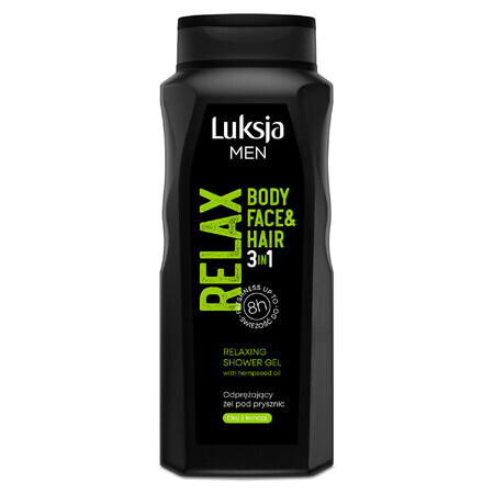 Luxja Men Relax, gel douche relaxant 3 en 1, huile de chanvre, 500 ml