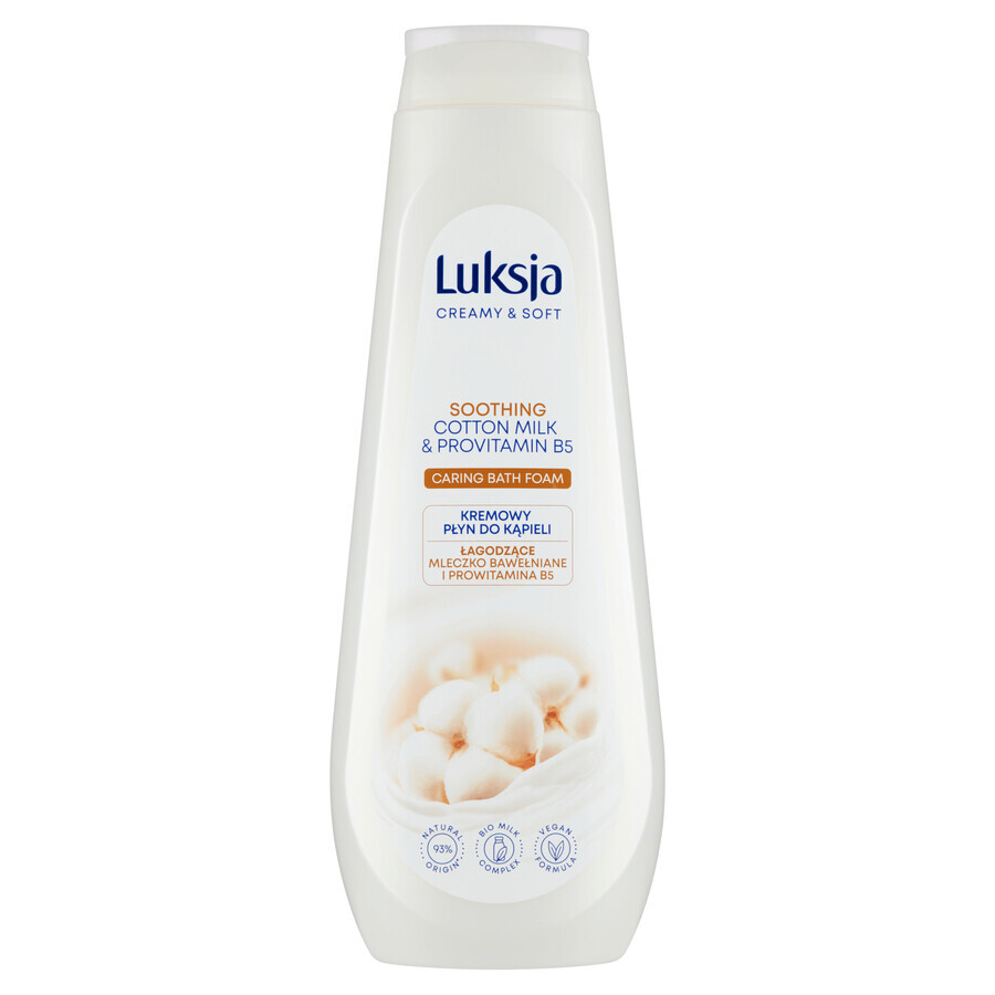 Luksja Creamy &amp; Soft, líquido de baño cremoso, calmante, leche de algodón y provitamina B5, recambio, 900 ml