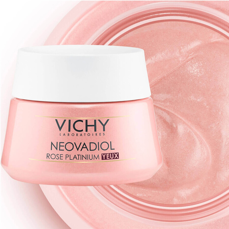 Vichy Neovadiol Rose Platinium, Crème lissante pour les yeux à la rose pour les peaux matures, 15 ml