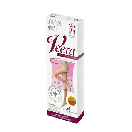 Veera Przeciwżylakowa, chaussettes de compression pour les genoux, 140 den, taille 1/2, visone