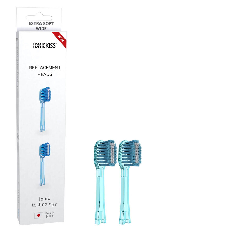 Ionickiss, embouts de remplacement pour brosse à dents sonic, bleu, extra doux, 2 pièces