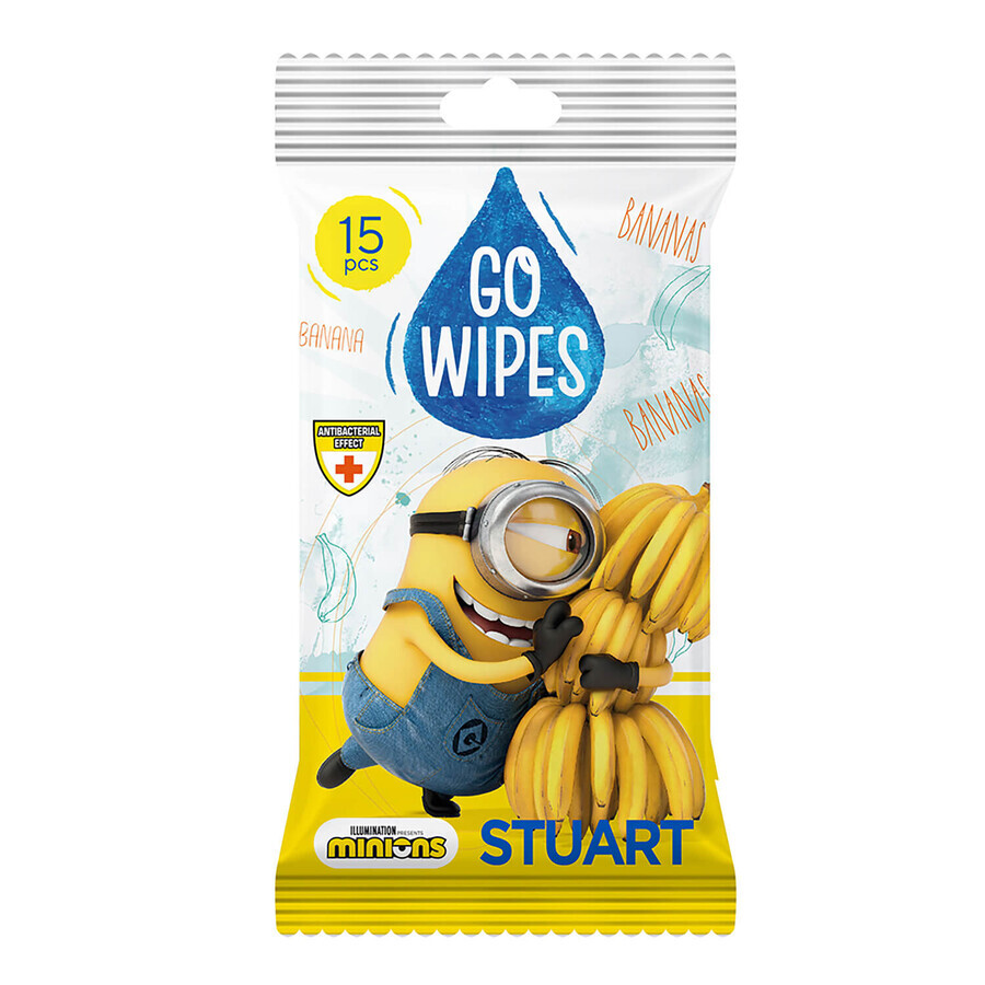 GoWipes Minions, lingettes humides pour enfants, 15 pièces