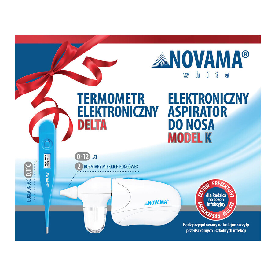 Novama White K set, aspirateur nasal électronique pour enfants + Delta, thermomètre électronique