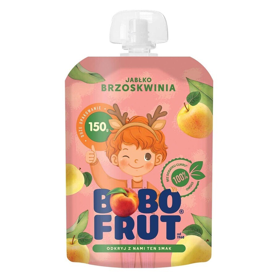 Bobo Frut Mousse di frutta in tubetto, mela e pesca, 1-3 anni, 150 g