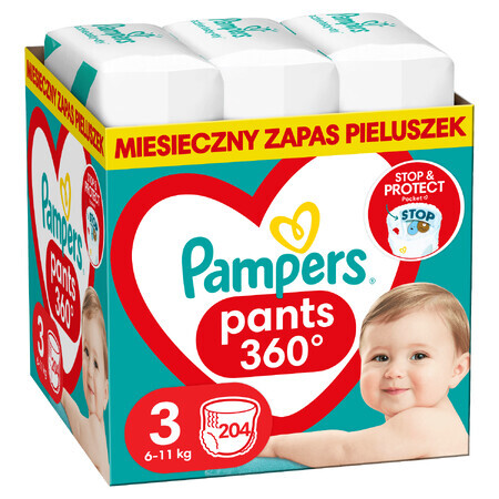 Pampers Pants, Windeln, Größe 3, 6-11 kg, 204 Stück