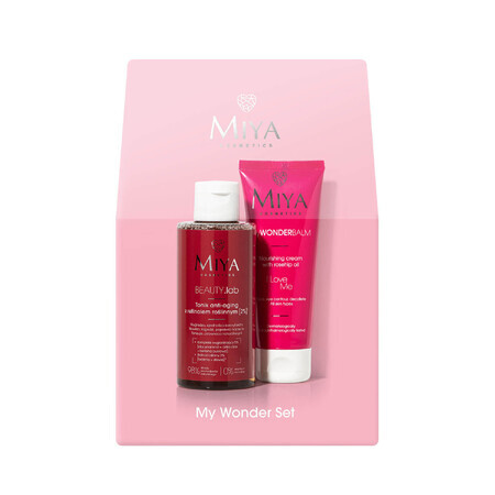 Set Miya My Wonder, tonique anti-âge BEAUTY.lab au rétinol végétal 2%, 150 ml + myWONDERBALM I love me, crème nourrissante pour le visage à l'huile de rose, 75 ml