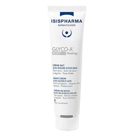 Isispharma Glyco-A, crema peeling suave de noche con 5,5% de ácido glicólico, 30 ml