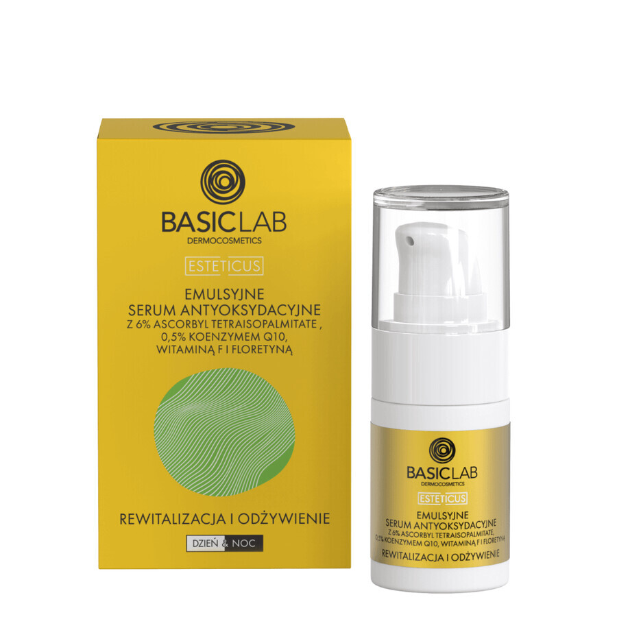 BasicLab Esteticus, emulsie ser antioxidant cu vitamina C 6%, revitalizare și hrănire, 15 ml