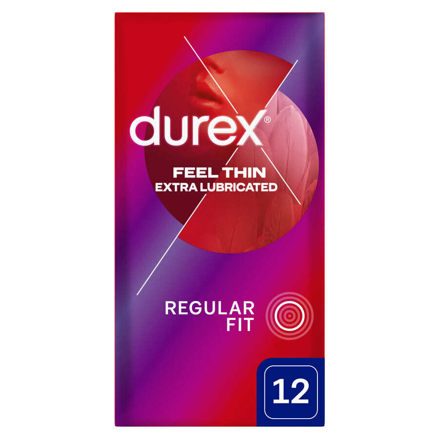 Durex Fetherlite Elite, condooms met meer glijmiddel, dunner, 12 stuks