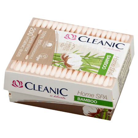 Cleanic Home Spa Bamboo, coton-tige biodégradable, bambou et coton, 200 pièces